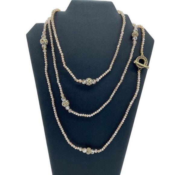 Heidi Daus Jewelry - Heidi Daus Necklace Staying In Line Beaded Golden Faceted Multi Color Crystal